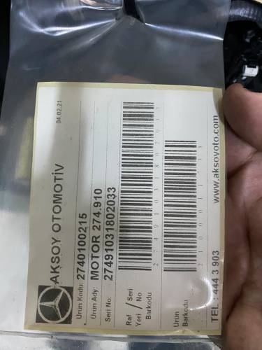 MERCEDES 274910 KOMPLE SIFIR SANDIK MOTOR 2740100215 CAMTRONİK